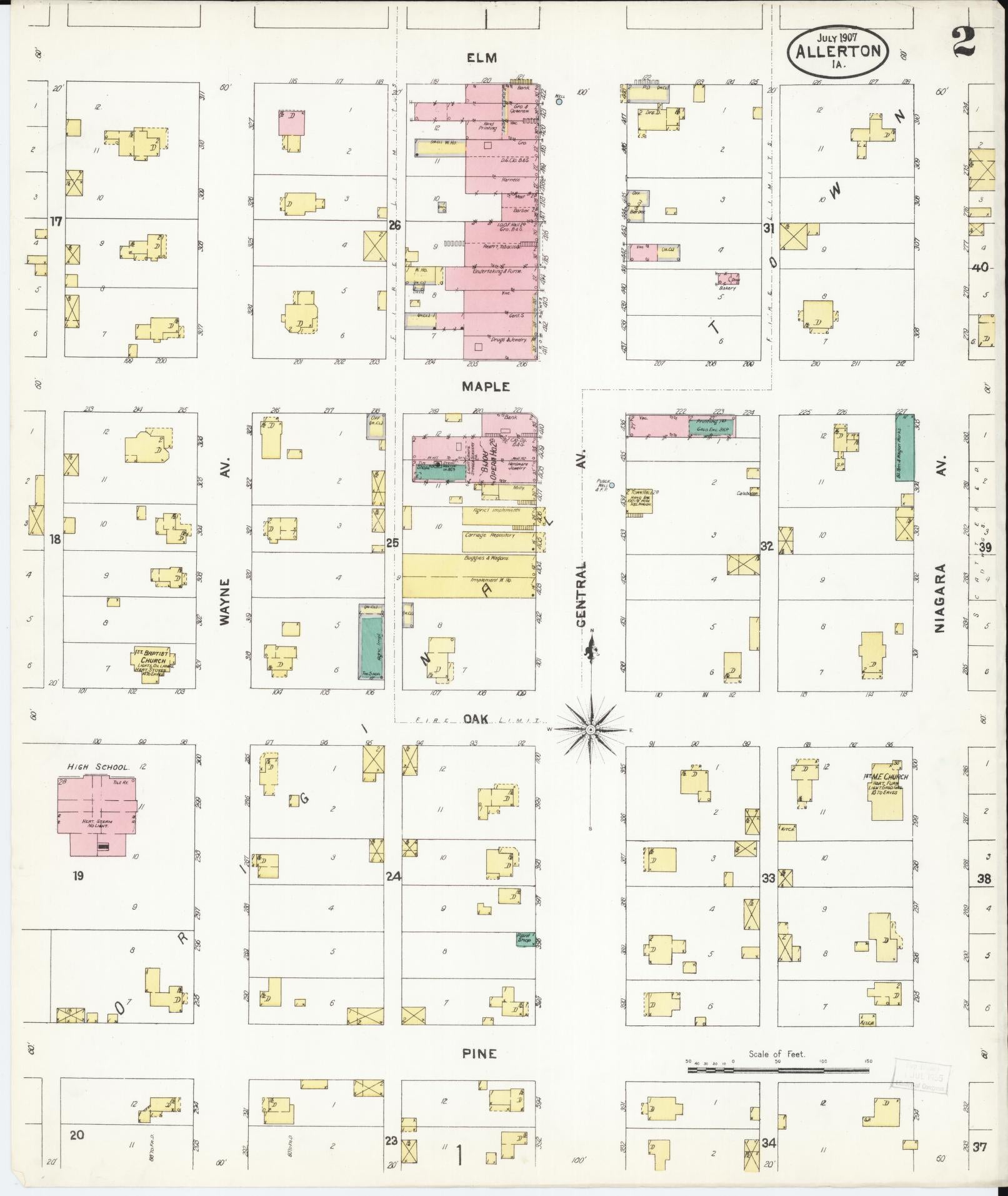 Sanborn Fire Insurance Map from Allerton, Wayne County, Iowa (1907), Sheet #0002 - Historic Sanborn Fire Insurance Map Print