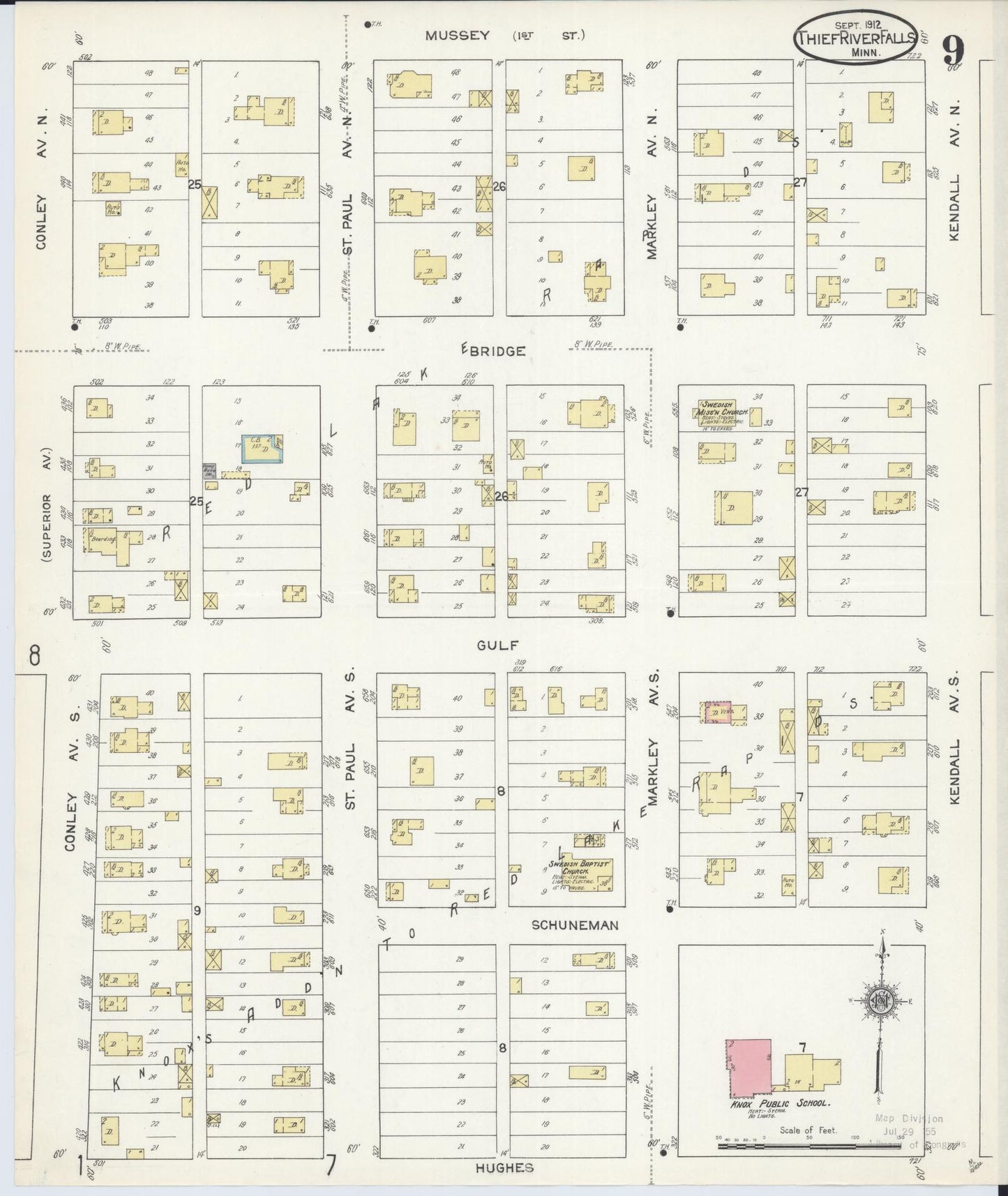 Sanborn Fire Insurance Map from Thief River Falls, Pennington County, Minnesota (1912), Sheet #0009 - Complete Map Set gallery image, historic Sanborn map, vintage wall art, Minnesota Minnesota
