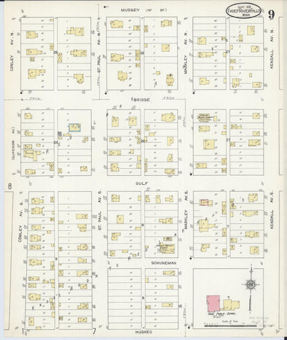 Sanborn Fire Insurance Map from Thief River Falls, Pennington County, Minnesota (1912), Sheet #0009 - Complete Map Set gallery image, historic Sanborn map, vintage wall art, Minnesota Minnesota