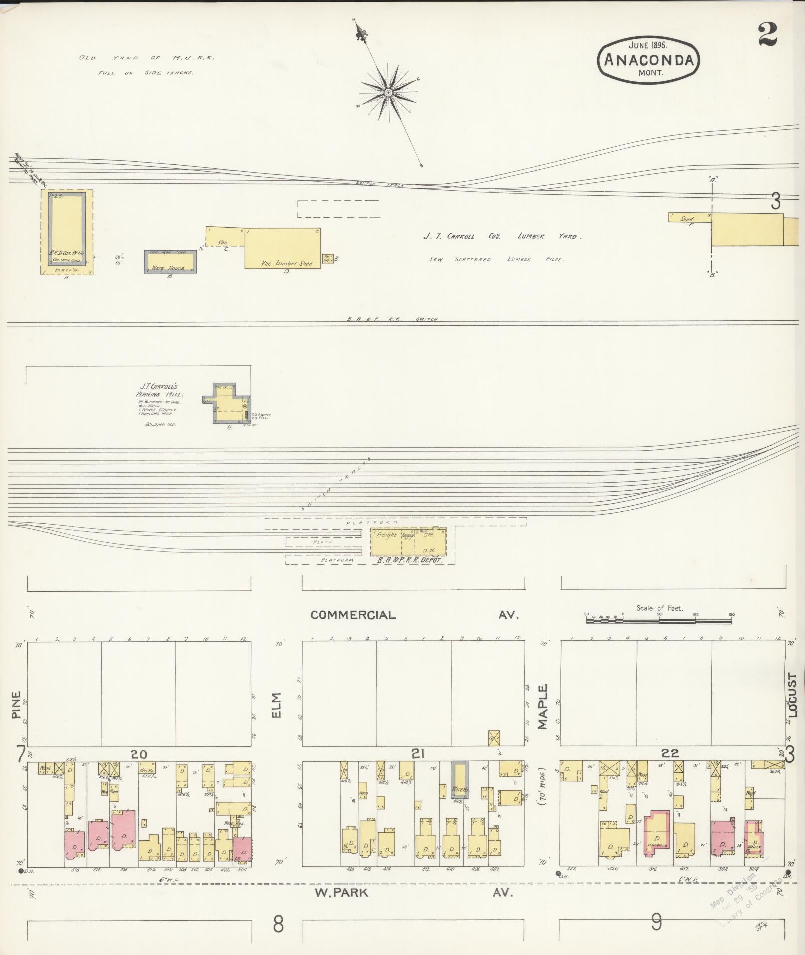 Sanborn Fire Insurance Map from Anaconda, Deer Lodge County, Montana (1896), Sheet #0002 - Complete Map Set gallery image, historic Sanborn map, vintage wall art, Montana Montana