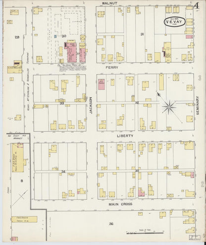 Sanborn Fire Insurance Map from Vevay, Switzerland County, Indiana (1892), Sheet #0004 - Complete Map Set gallery image, historic Sanborn map, vintage wall art, Indiana Indiana