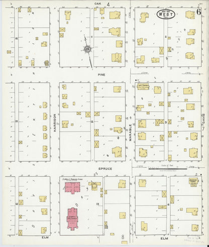 Sanborn Fire Insurance Map from West, McLennan County, Texas (1921), Sheet #0006 - Complete Map Set gallery image, historic Sanborn map, vintage wall art, Texas Texas