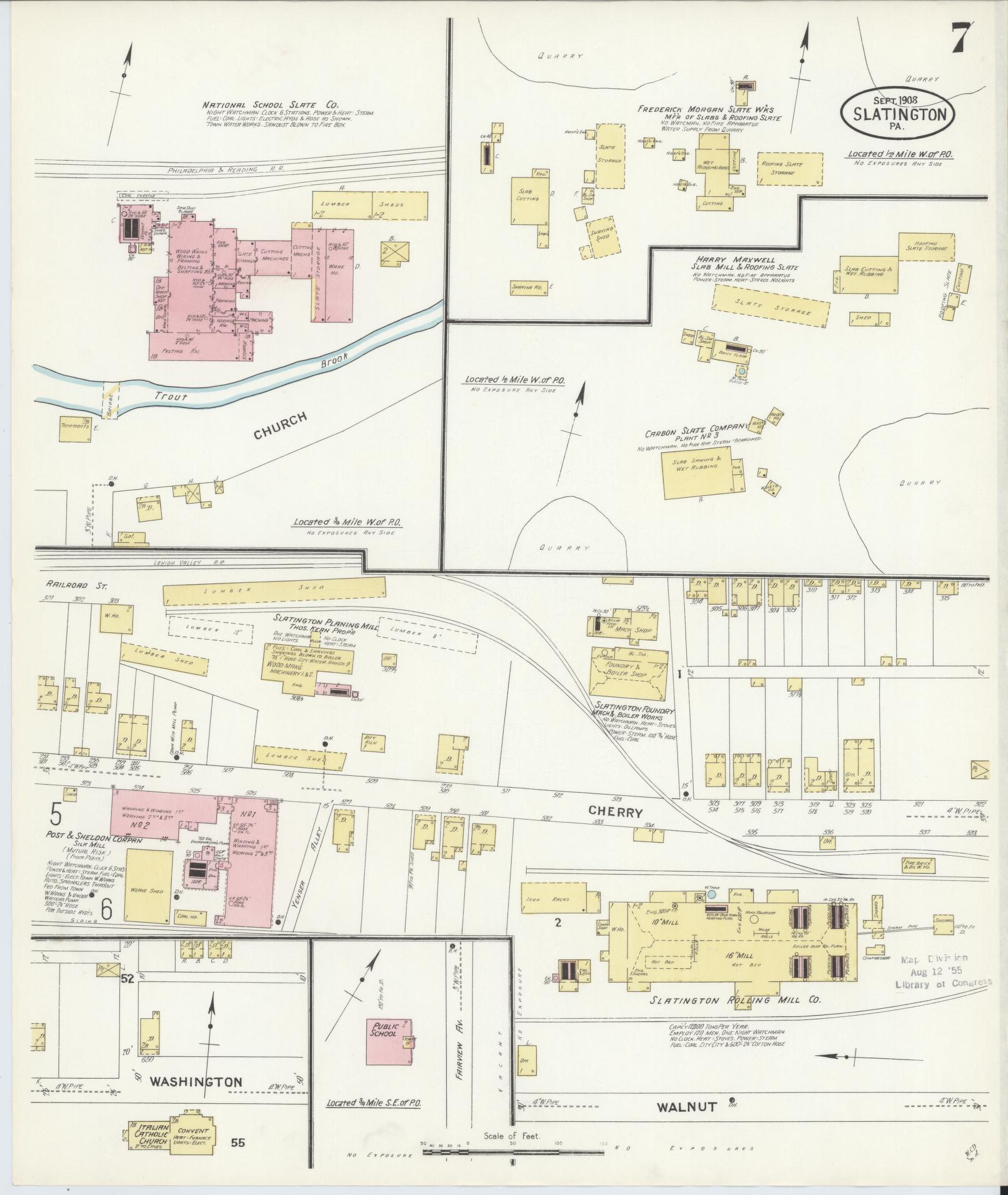Sanborn Fire Insurance Map from Slatington, Lehigh County, Pennsylvania (1908), Sheet #0007 - Complete Map Set gallery image, historic Sanborn map, vintage wall art, Pennsylvania Pennsylvania