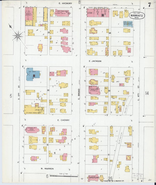 Sanborn Fire Insurance Map from Mankato, Blue Earth County, Minnesota (1900), Sheet #0007 - Historic Sanborn Fire Insurance Map Print, vintage old map wall art, antique decor, genealogy gift, Minnesota Minnesota map