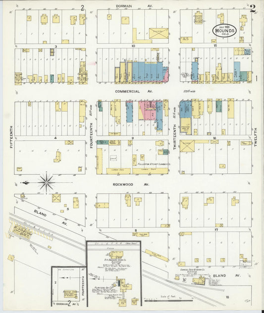 Sanborn Fire Insurance Map from Mounds, Creek County, Oklahoma (1909), Sheet #0002 - Historic Sanborn Fire Insurance Map Print, vintage old map wall art, antique decor, genealogy gift, Oklahoma Oklahoma map
