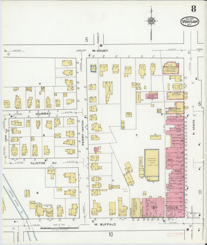 Sanborn Fire Insurance Map from Warsaw, Wyoming County, New York (1919), Sheet #0008 - Complete Map Set gallery image, historic Sanborn map, vintage wall art, Warsaw Wyoming