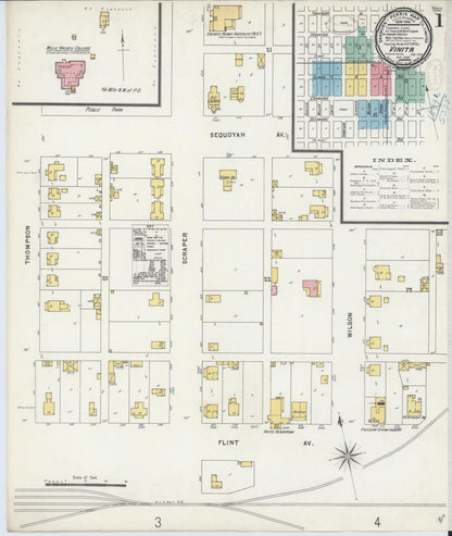 Sanborn Fire Insurance Map from Vinita, Craig County, Oklahoma (1898), Sheet #0001 - Complete Map Set gallery image, historic Sanborn map, vintage wall art, Oklahoma Oklahoma