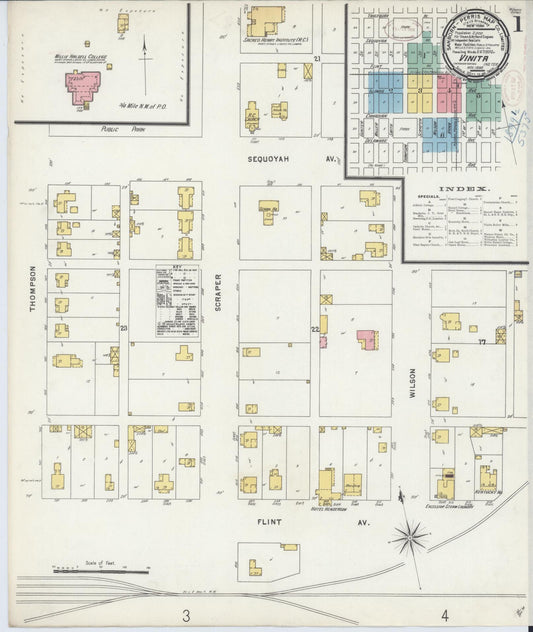 Sanborn Fire Insurance Map from Vinita, Craig County, Oklahoma (1898), Sheet #0001 - Complete Map Set gallery image, historic Sanborn map, vintage wall art, Oklahoma Oklahoma