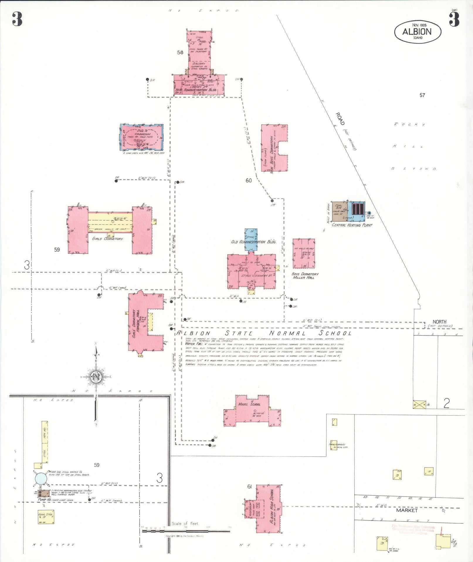 Sanborn Fire Insurance Map from Albion, Cassia County, Idaho (1928), Sheet #0003 - Historic Sanborn Fire Insurance Map Print, vintage old map wall art, antique decor, genealogy gift, Idaho Idaho map