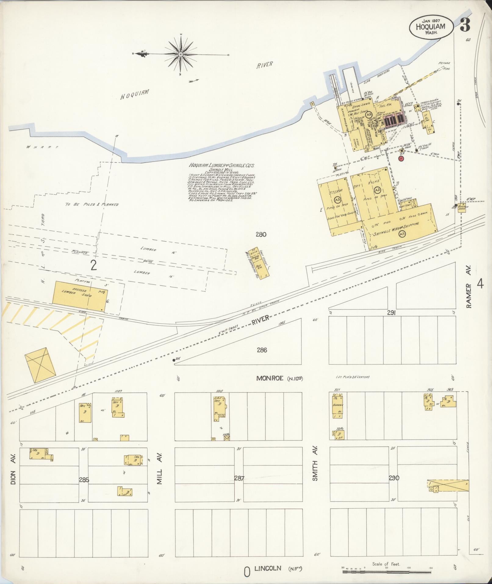 Sanborn Fire Insurance Map from Hoquiam, Grays Harbor County, Washington (1907), Sheet #0003 - Complete Map Set gallery image, historic Sanborn map, vintage wall art, Washington Washington