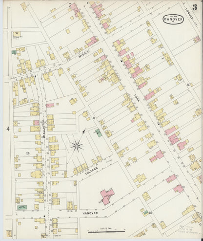 Sanborn Fire Insurance Map from Hanover, York County, Pennsylvania (1896), Sheet #0003 - Complete Map Set gallery image, historic Sanborn map, vintage wall art, Pennsylvania Pennsylvania