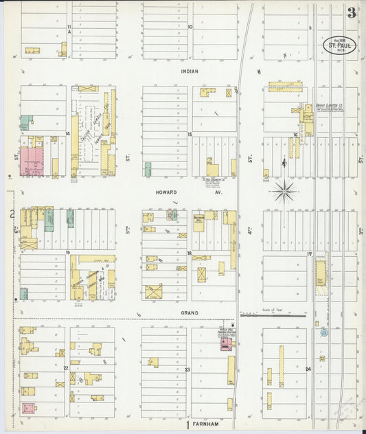 Sanborn Fire Insurance Map from Saint Paul, Howard County, Nebraska (1899), Sheet #0003 - Historic Sanborn Fire Insurance Map Print, vintage old map wall art, antique decor, genealogy gift, Nebraska Nebraska map