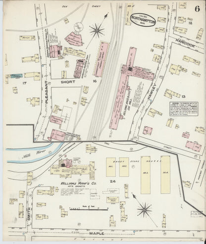 Sanborn Fire Insurance Map from Northampton, Hampshire County, Massachusetts (1884), Sheet #0006 - Complete Map Set gallery image, historic Sanborn map, vintage wall art, Massachusetts Massachusetts