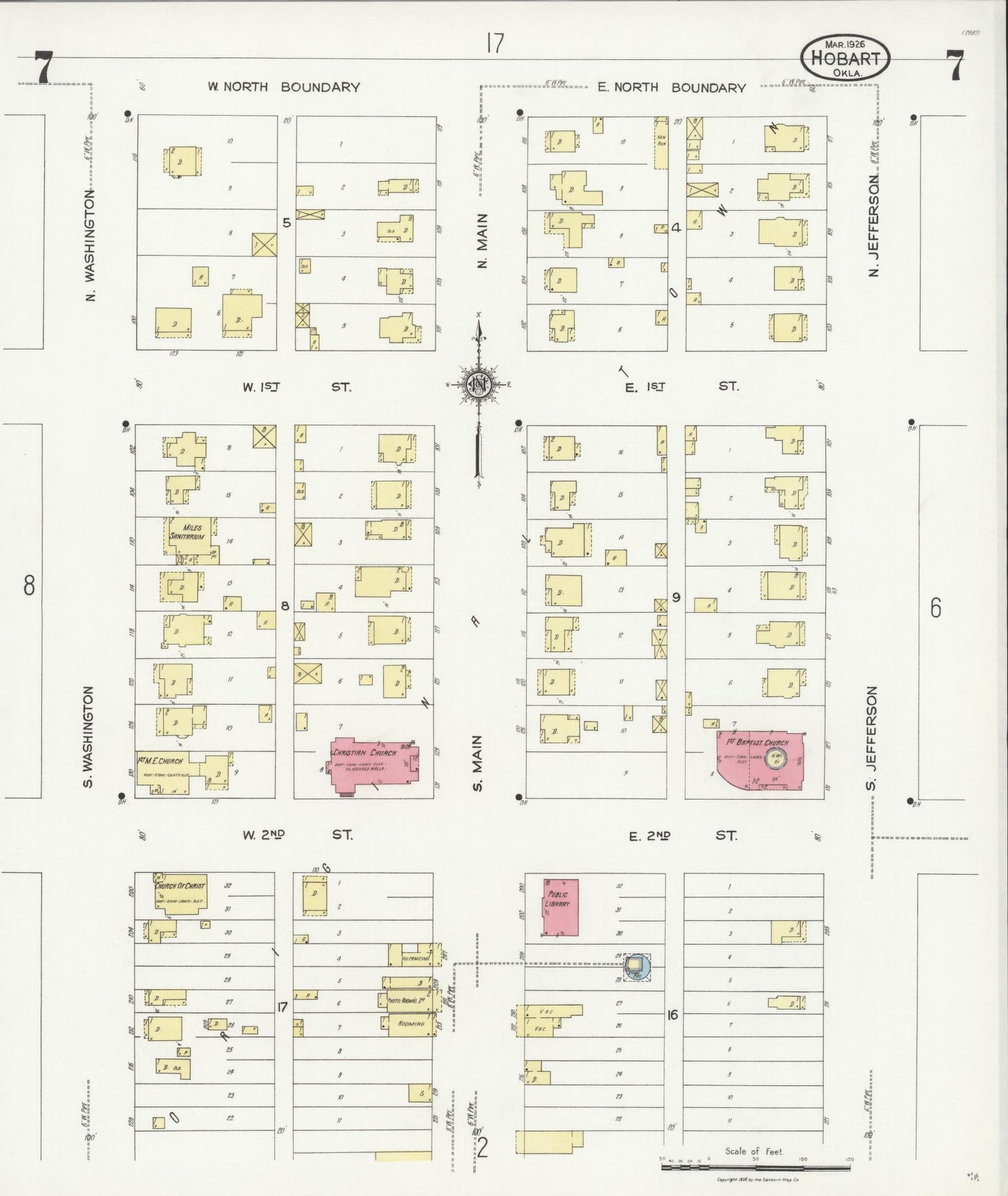 Sanborn Fire Insurance Map from Hobart, Kiowa County, Oklahoma (1926), Sheet #0007 - Complete Map Set gallery image, historic Sanborn map, vintage wall art, Oklahoma Oklahoma