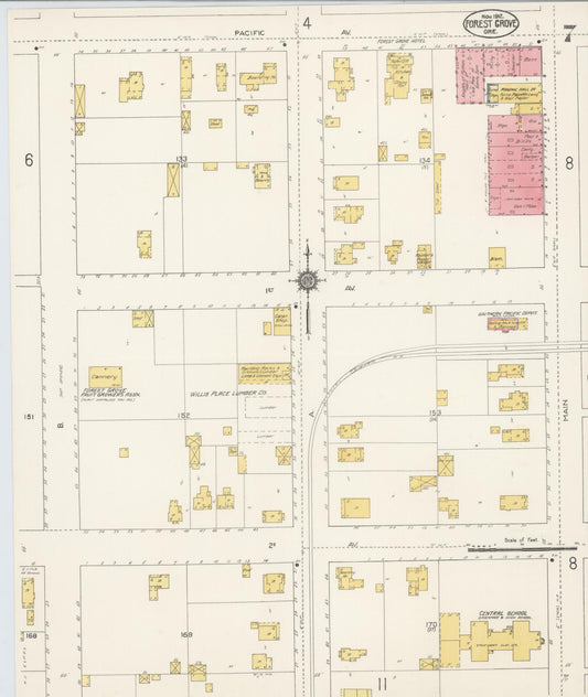 Sanborn Fire Insurance Map from Forest Grove, Washington County, Oregon (1912), Sheet #0007 - Historic Sanborn Fire Insurance Map Print, vintage old map wall art, antique decor, genealogy gift, Oregon Oregon map