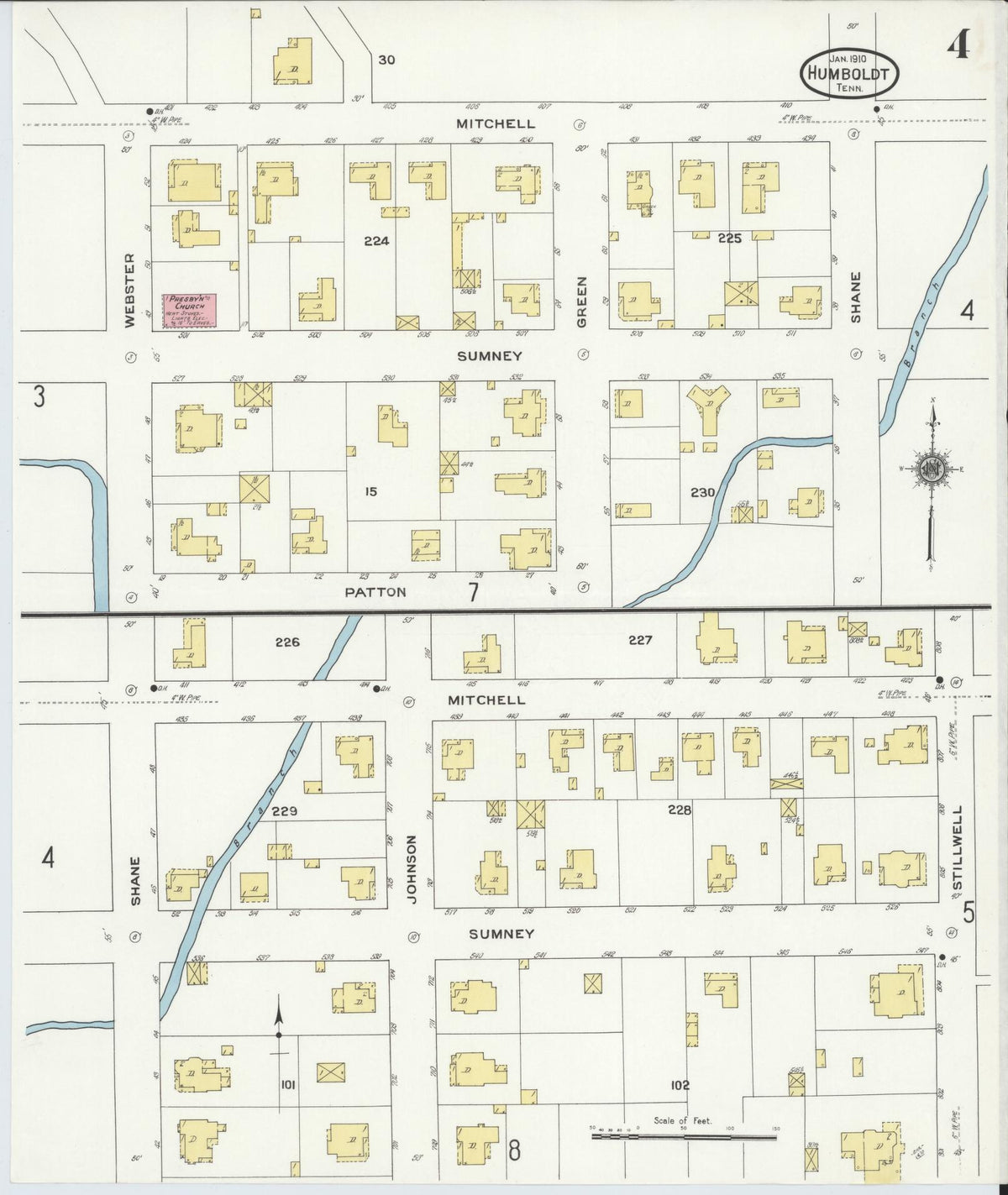 Sanborn Fire Insurance Map from Humboldt, Gibson County, Tennessee (1910), Sheet #0005 - Complete Map Set gallery image, historic Sanborn map, vintage wall art, Tennessee Tennessee