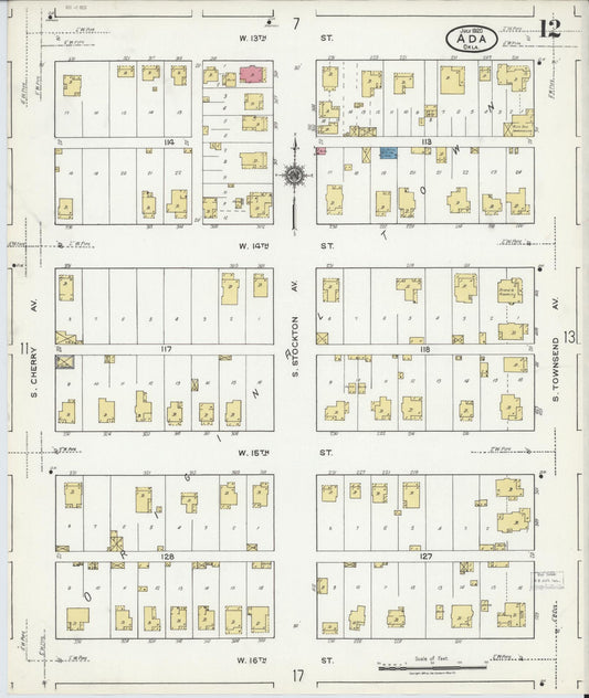 Sanborn Fire Insurance Map from Ada, Pontotoc County, Oklahoma (1920), Sheet #0012 - Historic Sanborn Fire Insurance Map Print, vintage old map wall art, antique decor, genealogy gift, Oklahoma Oklahoma map