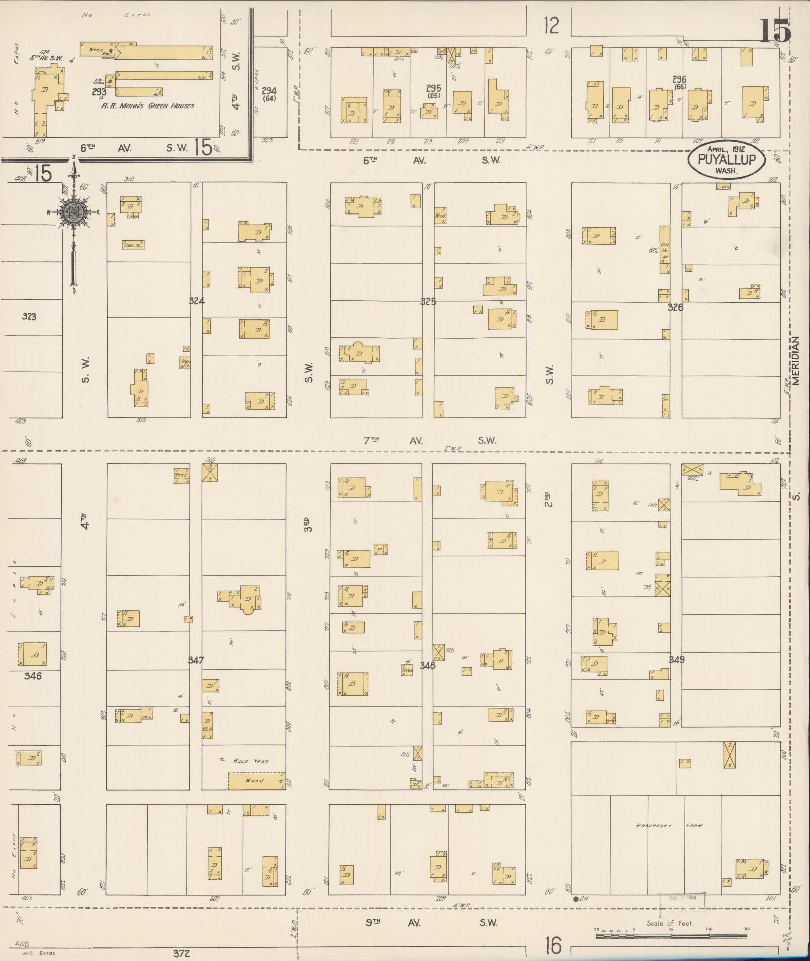 Sanborn Fire Insurance Map from Puyallup, Pierce County, Washington (1912), Sheet #0015 - Complete Map Set gallery image, historic Sanborn map, vintage wall art, Washington Washington