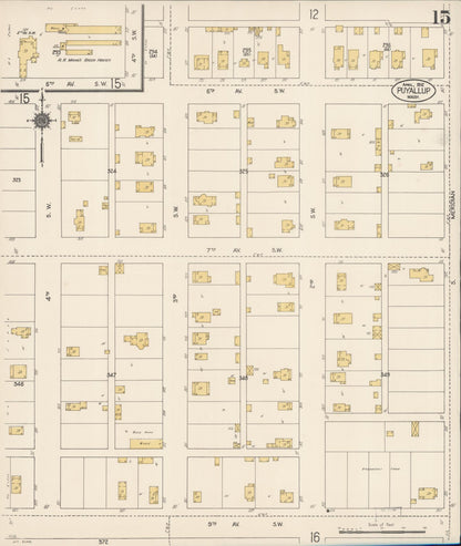 Sanborn Fire Insurance Map from Puyallup, Pierce County, Washington (1912), Sheet #0015 - Complete Map Set gallery image, historic Sanborn map, vintage wall art, Washington Washington