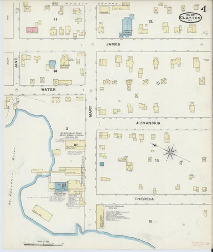 Sanborn Fire Insurance Map from Clayton, Jefferson County, New York (1891), Sheet #0004 - Complete Map Set gallery image, historic Sanborn map, vintage wall art, New York New York