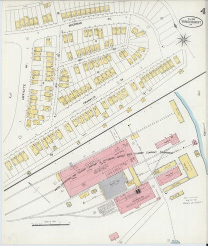 Sanborn Fire Insurance Map from Vandergrift, Westmoreland County, Pennsylvania (1903), Sheet #0004 - Historic Sanborn Fire Insurance Map Print, vintage old map wall art, antique decor, genealogy gift, Pennsylvania Pennsylvania map