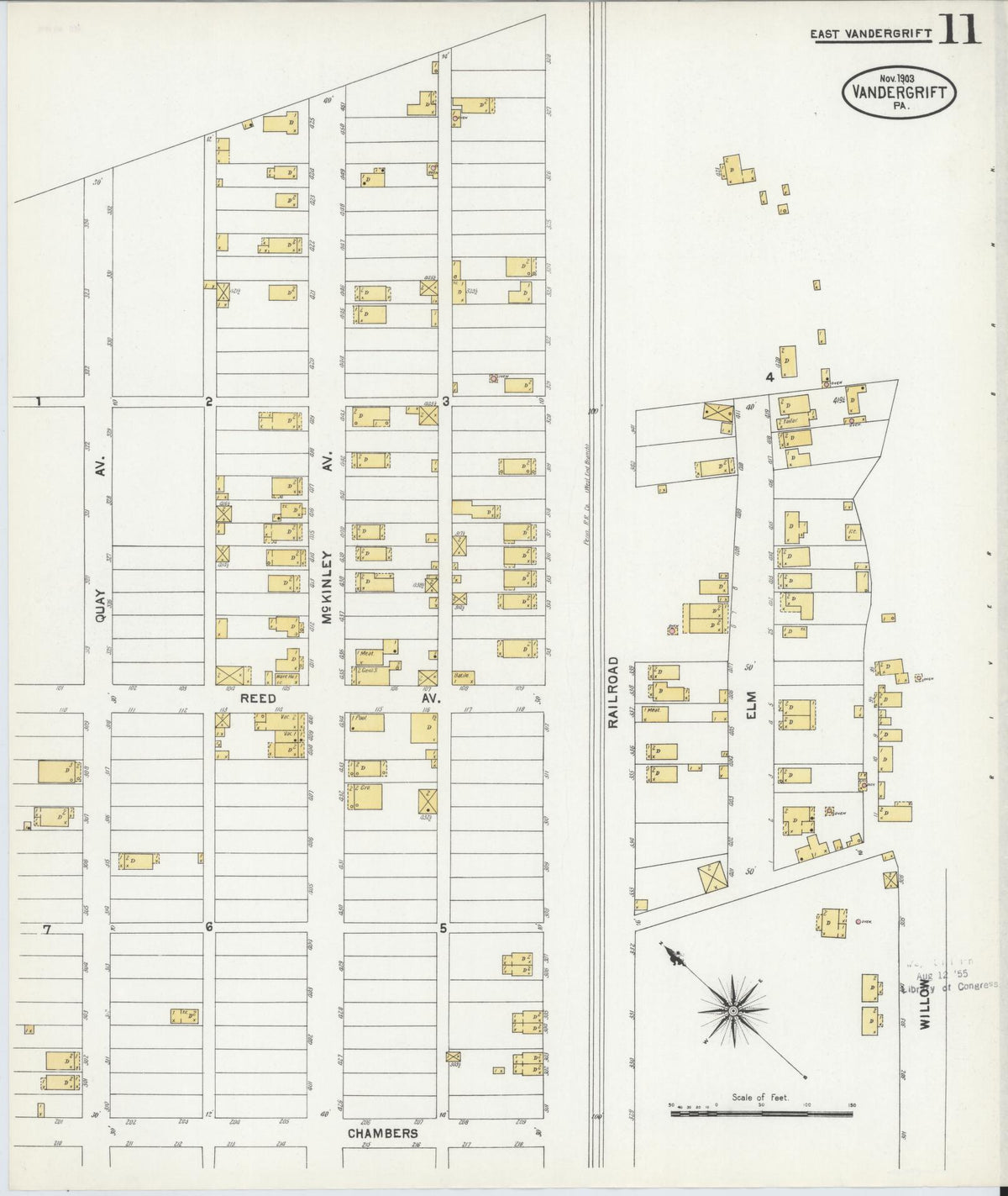 Sanborn Fire Insurance Map from Vandergrift, Westmoreland County, Pennsylvania (1903), Sheet #0011 - Historic Sanborn Fire Insurance Map Print, vintage old map wall art, antique decor, genealogy gift, Pennsylvania Pennsylvania map