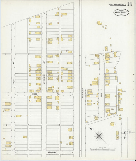 Sanborn Fire Insurance Map from Vandergrift, Westmoreland County, Pennsylvania (1903), Sheet #0011 - Historic Sanborn Fire Insurance Map Print, vintage old map wall art, antique decor, genealogy gift, Pennsylvania Pennsylvania map