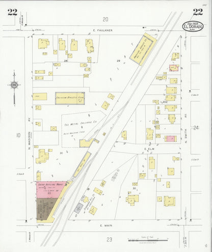 Sanborn Fire Insurance Map from El Dorado, Union County, Arkansas (1929), Sheet #0022 - Complete Map Set gallery image, historic Sanborn map, vintage wall art, Arkansas Arkansas