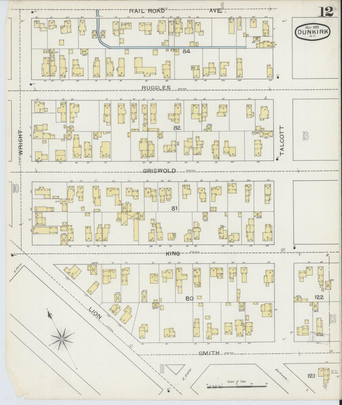 Sanborn Fire Insurance Map from Dunkirk, Chautauqua County, New York (1893), Sheet #0012 - Complete Map Set gallery image, historic Sanborn map, vintage wall art, New York New York
