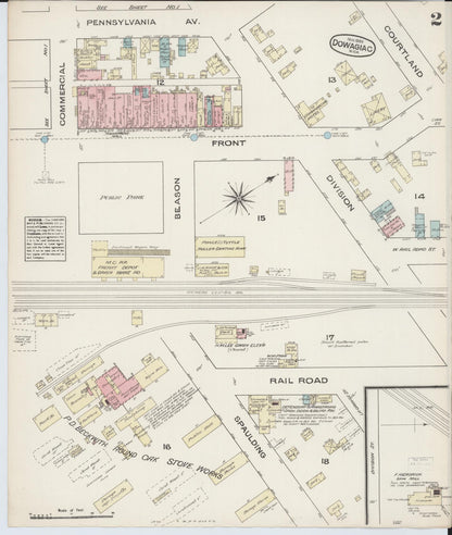Sanborn Fire Insurance Map from Dowagiac, Cass County, Michigan (1884), Sheet #0002 - Complete Map Set gallery image, historic Sanborn map, vintage wall art, Michigan Michigan