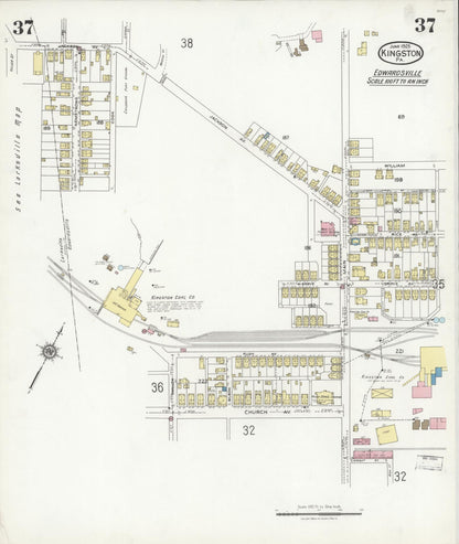 Sanborn Fire Insurance Map from Kingston, Luzerne County, Pennsylvania (1925), Sheet #0037 - Complete Map Set gallery image, historic Sanborn map, vintage wall art, Pennsylvania Pennsylvania
