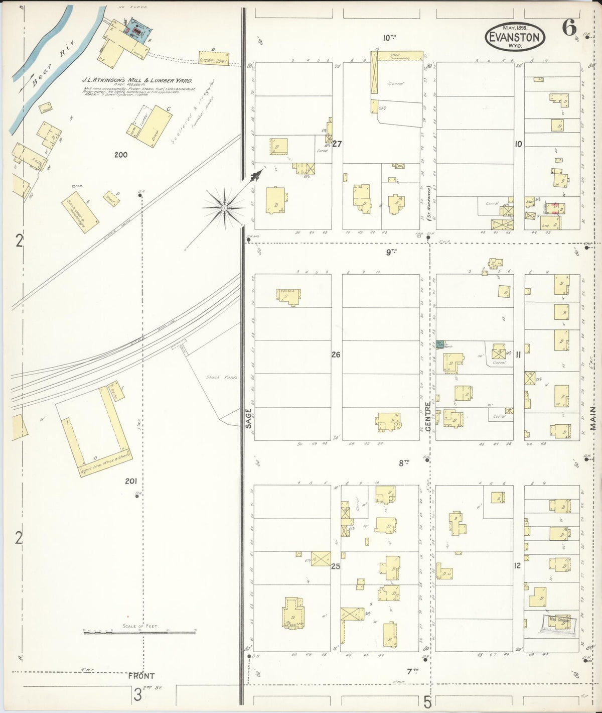 Sanborn Fire Insurance Map from Evanston, Uinta County, Wyoming (1898), Sheet #0006 - Complete Map Set gallery image, historic Sanborn map, vintage wall art, Wyoming Wyoming