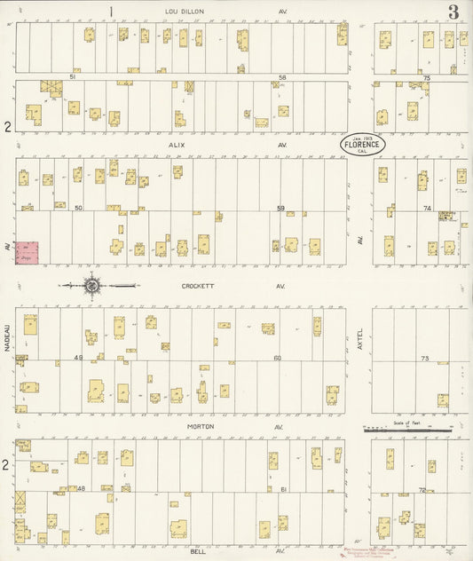 Sanborn Fire Insurance Map from Florence, Los Angeles County, California (1913), Sheet #0003 - Historic Sanborn Fire Insurance Map Print, vintage old map wall art, antique decor, genealogy gift, California California map