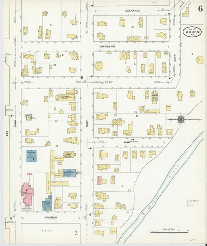 Sanborn Fire Insurance Map from Akron, Erie County, New York (1910), Sheet #0006 - Complete Map Set gallery image, historic Sanborn map, vintage wall art, New York New York