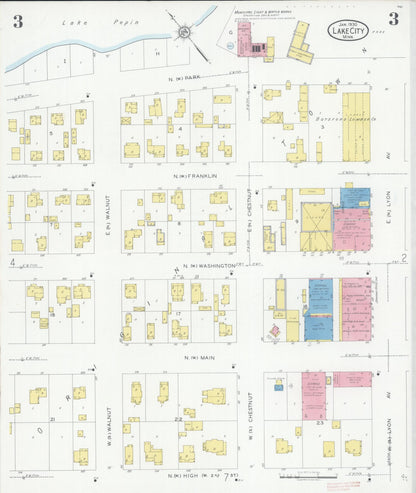 Sanborn Fire Insurance Map from Lake City, Wabasha County, Minnesota (1930), Sheet #0003 - Historic Sanborn Fire Insurance Map Print, vintage old map wall art, antique decor, genealogy gift, Minnesota Minnesota map