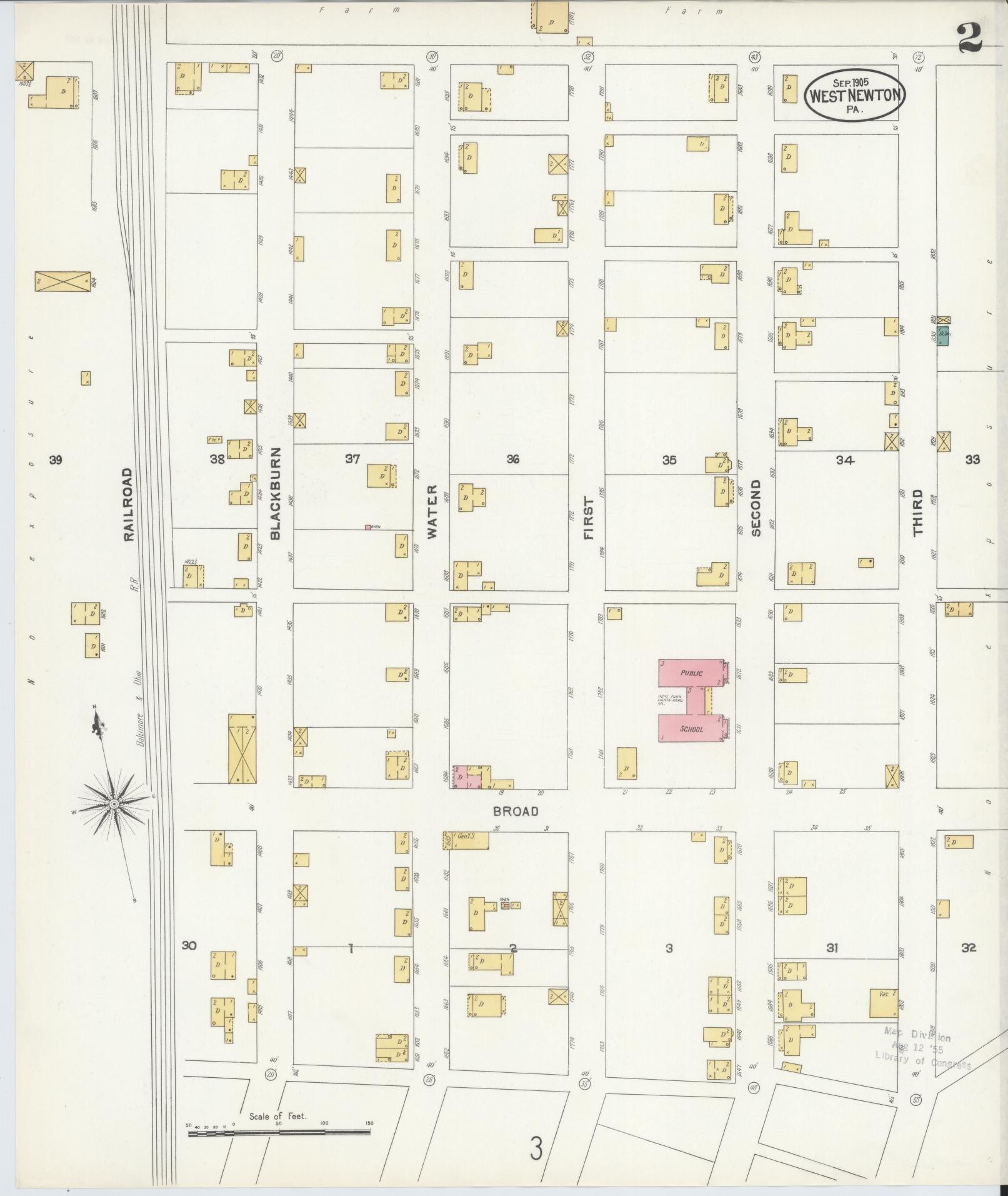 Sanborn Fire Insurance Map from West Newton, Westmoreland County, Pennsylvania (1905), Sheet #0002 - Complete Map Set gallery image, historic Sanborn map, vintage wall art, Pennsylvania Pennsylvania