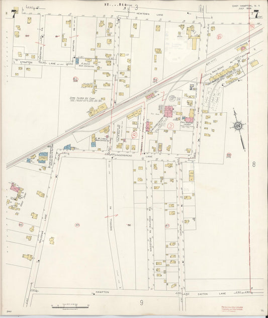 Sanborn Fire Insurance Map from Easthampton, Suffolk County, New York (1943), Sheet #0007 - Historic Sanborn Fire Insurance Map Print, vintage old map wall art, antique decor, genealogy gift, New York New York map