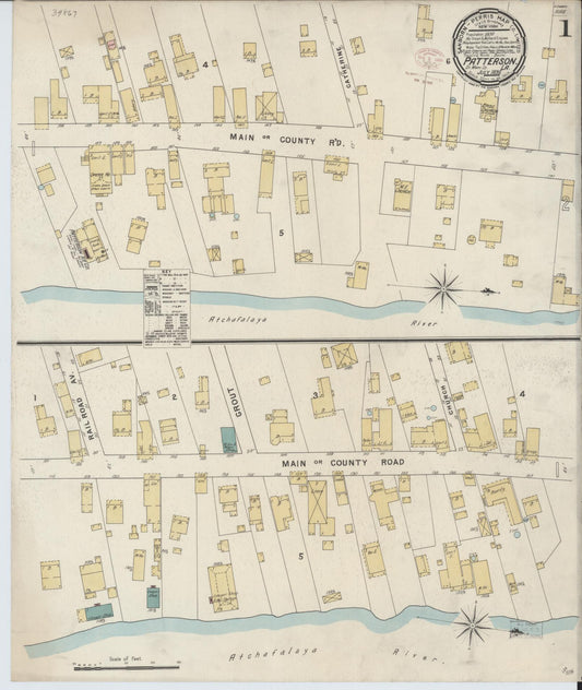 Sanborn Fire Insurance Map from Patterson, Saint Mary Parish, Louisiana. (1895) – Historic Sanborn Fire Insurance Map Print