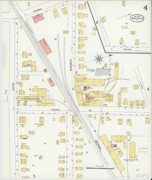 Sanborn Fire Insurance Map from Waterloo, Seneca County, New York (1904), Sheet #0004 - Historic Sanborn Fire Insurance Map Print, vintage old map wall art, antique decor, genealogy gift, New York New York map