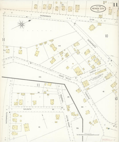 Sanborn Fire Insurance Map from Nevada City, Nevada County, California (1898), Sheet #0011 - Complete Map Set gallery image, historic Sanborn map, vintage wall art, California California