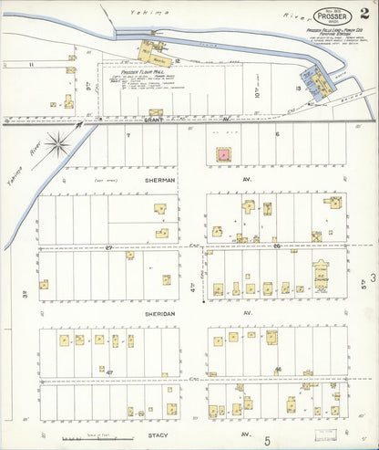 Sanborn Fire Insurance Map from Prosser, Benton County, Washington (1905), Sheet #0002 - Complete Map Set gallery image, historic Sanborn map, vintage wall art, Washington Washington
