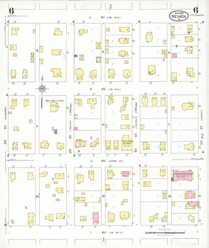Sanborn Fire Insurance Map from Nevada, Story County, Iowa (1926), Sheet #0006 - Complete Map Set gallery image, historic Sanborn map, vintage wall art, Nevada Nevada