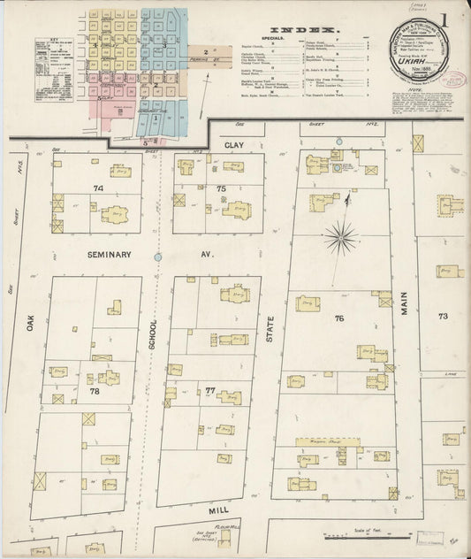 Sanborn Fire Insurance Map from Ukiah, Mendocino County, California (1888), Sheet #0001 - Complete Map Set gallery image, historic Sanborn map, vintage wall art, California California