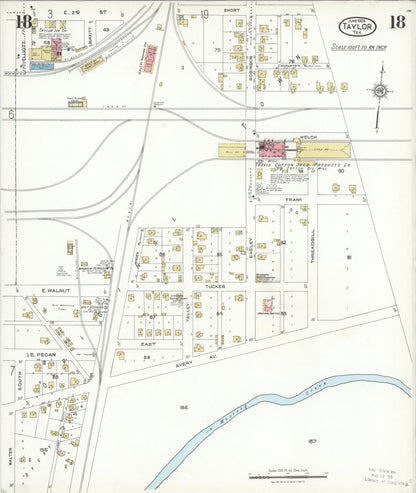 Sanborn Fire Insurance Map from Taylor, Williamson County, Texas (1923), Sheet #0018 - Complete Map Set gallery image, historic Sanborn map, vintage wall art, Texas Texas
