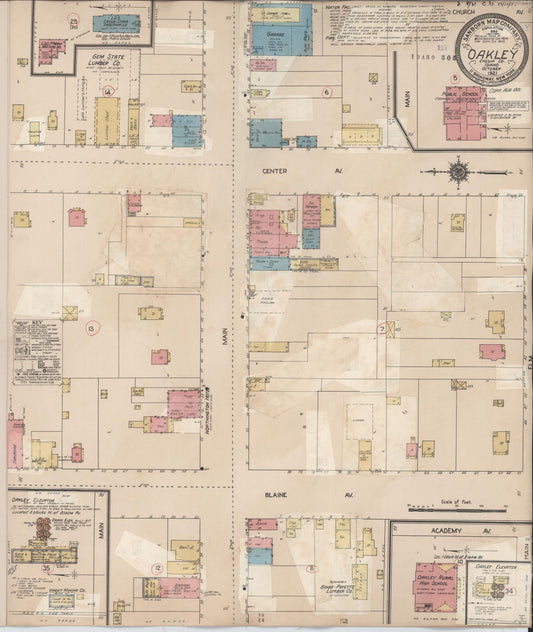 Sanborn Fire Insurance Map from Oakley, Cassia County, Idaho (1931), Sheet #0001 - Historic Sanborn Fire Insurance Map Print, vintage old map wall art, antique decor, genealogy gift, Idaho Idaho map