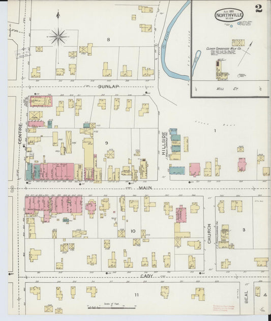 Sanborn Fire Insurance Map from Northville, Wayne County, Michigan (1893), Sheet #0002 - Historic Sanborn Fire Insurance Map Print, vintage old map wall art, antique decor, genealogy gift, Michigan Michigan map