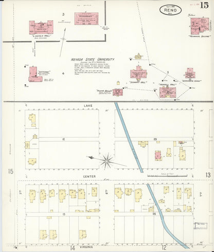 Sanborn Fire Insurance Map from Reno, Washoe County, Nevada (1899), Sheet #0015 - Complete Map Set gallery image, historic Sanborn map, vintage wall art, Nevada Nevada