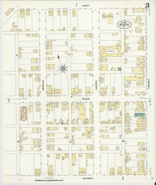 Sanborn Fire Insurance Map from McAdoo, Schuylkill County, Pennsylvania (1907), Sheet #0003 - Historic Sanborn Fire Insurance Map Print, vintage old map wall art, antique decor, genealogy gift, Pennsylvania Pennsylvania map