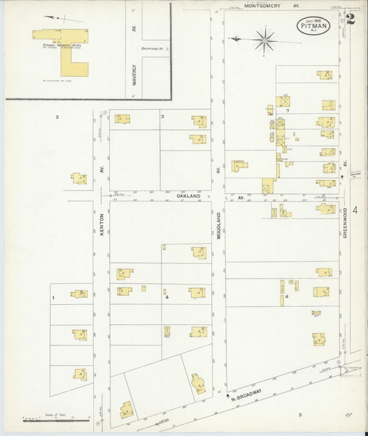 Sanborn Fire Insurance Map from Pitman, Gloucester County, New Jersey (1908), Sheet #0002 - Historic Sanborn Fire Insurance Map Print, vintage old map wall art, antique decor, genealogy gift, New Jersey New Jersey map