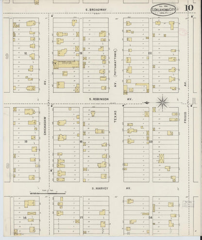 Sanborn Fire Insurance Map from Oklahoma City, Oklahoma County, Oklahoma (1894), Sheet #0010 - Complete Map Set gallery image, historic Sanborn map, vintage wall art, Oklahoma City Oklahoma